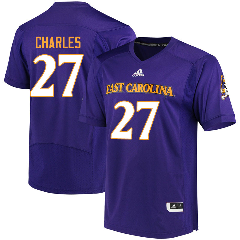 Men #27 Daniel Charles ECU Pirates College Football Jerseys Sale-Purple - Click Image to Close